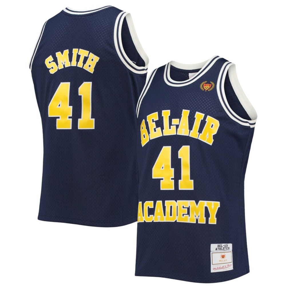 Men’s Jersey Bel Air x Mitchell & Ness Smith Men’s size S Navy Blue and Yellow